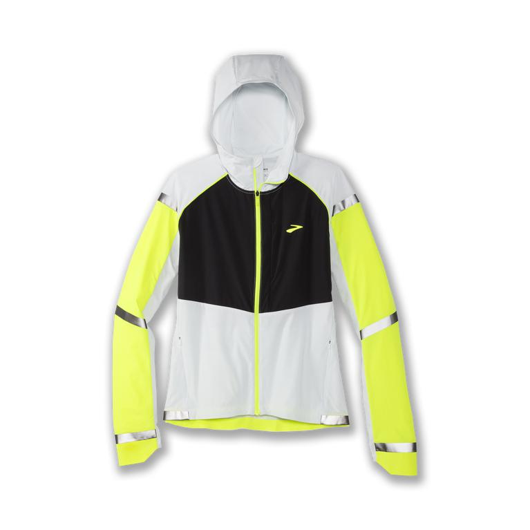 Brooks Women's CARBONITE Running Jackets - Icy Grey/Black/NIghtlife/GreenYellow - Canada (JQOYM-9402